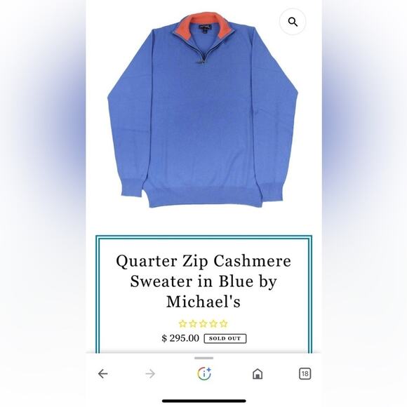 Michael’s Men’s 100% Cashmere Small Quarter Zip Sweater $295 MRRP - Picture 9 of 9